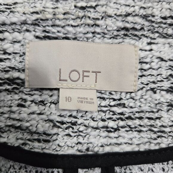 LOFT Women 10 Black Marbled One Button Notched Blazer Jacket - Picture 6 of 10